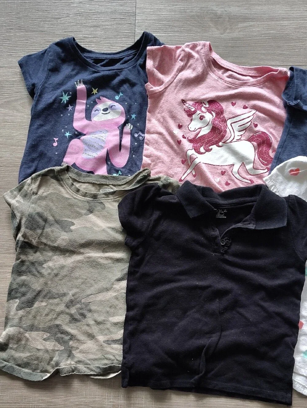 Girls Mixed Graphic Tee Lot - Navy, Pink, Black, White, Camo